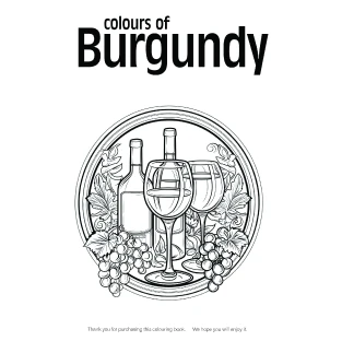 Intricate design of colouring book page including wine and glasses